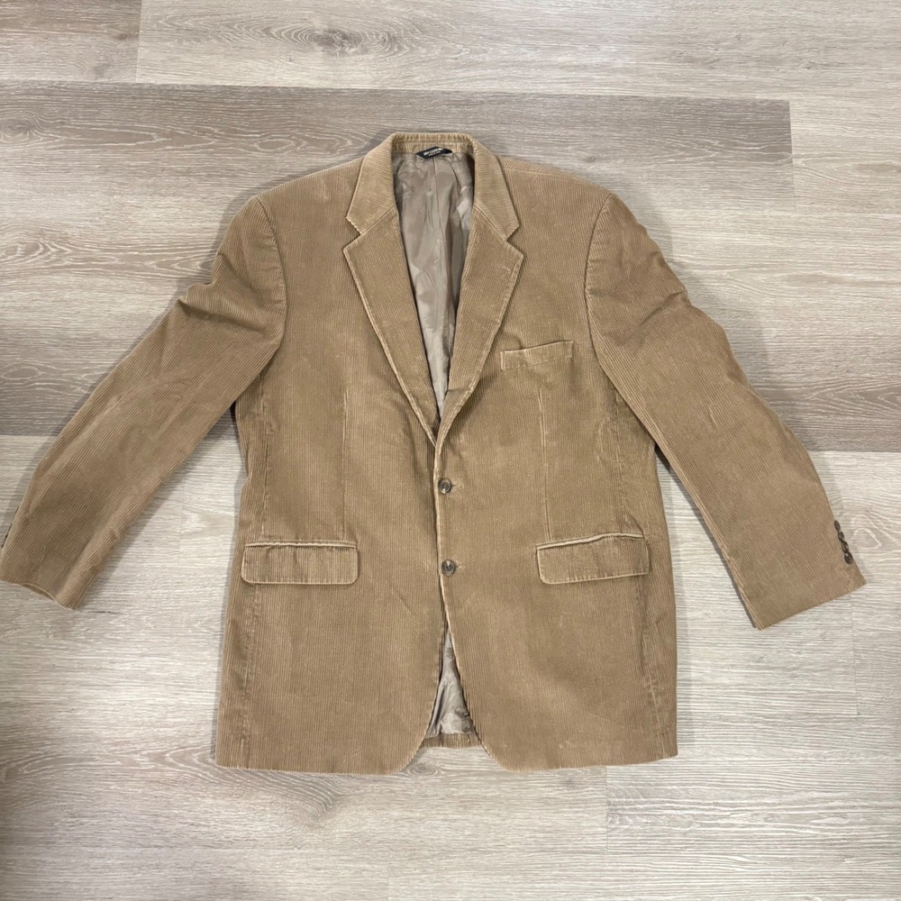 Lauren Ralph Lauren Blazer Mens 44L Tan Corduroy Two Button Sport Coat Jacket